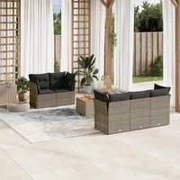 Set Divano da Giardino 6 pz con Cuscini Grigio in Polyrattancod mxl 90396