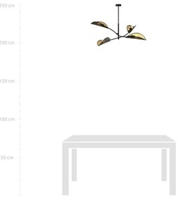 Lampadario a sospensione con supporto rigido LOTUS 4xE14/10W/230V nero/oro