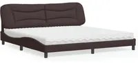 Letto con Materasso Marrone Scuro 200x200 cm in Tessuto 3208558