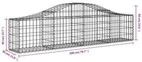 Cesti Gabbioni ad Arco 8 pz 200x30x40/60 cm Ferro Zincato