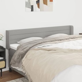 Testiera Ad Orecchio Grigio Chiaro 203x16x78/88 Cm İn Tessuto /