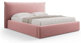 Letto matrimoniale imbottito rosa con contenitore e doghe 160x200 cm Elio - Milo Casa