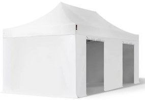 TOOLPORT 3x6 m gazebo pieghevole PVC ignifugo con laterali, PREMIUM acciaio, bianco - (600125)