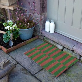 Zerbino in fibre di cocco 40x60 cm Pink &amp; Green Half Stripes – Artsy Doormats