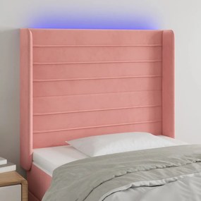 Testiera A Led Nera 93x16x118/128 Cm İn Velluto /