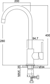 New Line Kt1 Miscelatore Cucina Con Cartuccia In Ceramica In Acciaio Inox