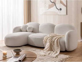 Divano angolare color crema (con penisola a sinistra/con chaise lounge) con rivestimento in bouclé Orbit – Ropez