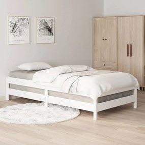 Letto impilabile bianco 75x190 cm in legno massello di pino