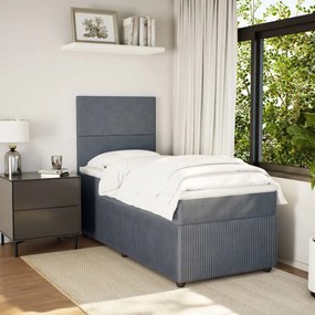 Giroletto a molle con materasso grigio scuro 90x200 cm velluto
