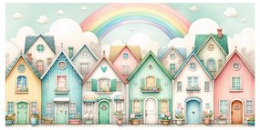 Quadro su tela – Strada da favola con allegro arcobaleno