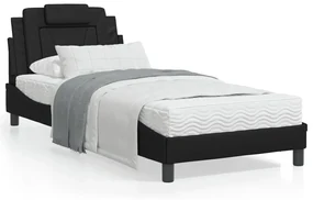Giroletto con testiera nero 90x200 cm in similpelle