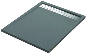 Piatto doccia SENSEA in resina Neo Metal Grid antracite L 70 x L 100 x H 3 cm opaco effetto pietra