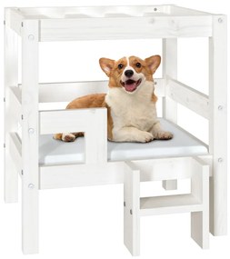 Cuccia per cani bianco 55,5x53,5x60cm in legno massello di pino