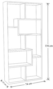 Libreria moderna in legno Bianco 74x156h cm ZIG ZAG