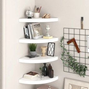 323909  floating corner shelves 4 pcs high gloss white 35x35x3,8 cm mdf