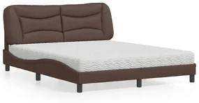 Letto Con Materasso Marrone 160x200cm İn Similpelle /