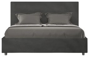 Letto matrimoniale e rete 160x190 in microfibra grigio Mika