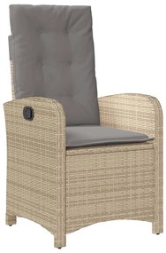 Sedie reclinabili giardino 2pz cuscini beige misto polyrattan