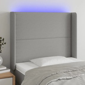 Testiera A Led Grigio Chiaro 93x16x118/128 Cm İn Tessuto /