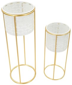 Set di 2 piedistalli per piante in metallo ø 17 cm altezza 46 cm Whity - Mauro Ferretti