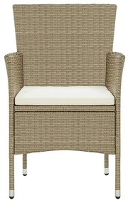 Sedie da pranzo per giardino 4 pz in polyrattan beige