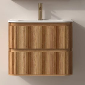 Kamalu - Mobile bagno 60 cannettato con lavabo solid stone | KAM-ND60