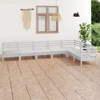 Set Divani da Giardino 7 pz in Legno Massello di Pino Bianco cod mxl 40795