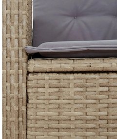Set da pranzo da giardino 2 pz con cuscini beige in polyrattan