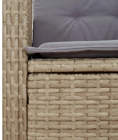 Set da pranzo da giardino 2 pz con cuscini beige in polyrattan