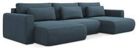Divano angolare blu allungabile/con contenitore (a U) Kapua – Makamii