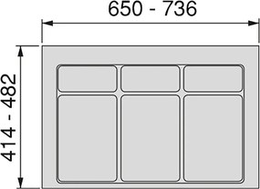 Base 3 Posti per Pattumiera Differenziata per Cassetti Cucina 80 cm in Plastica Emuca Grigio...