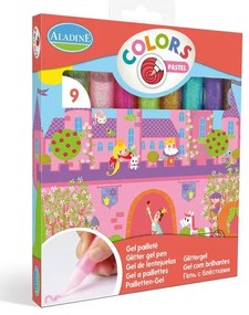 Colla creativa con glitter, set da 9, colori pastello