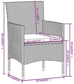 Set Mobili da Pranzo per Giardino 3 pz in Polyrattan Marrone