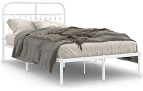 Giroletto Con Testiera İn Metallo Bianco 120x200 Cm /