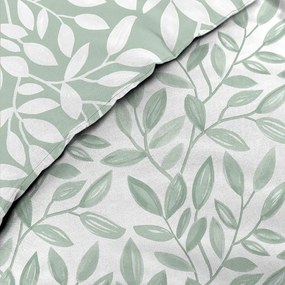 Set copripiumino e federa bianco/verde in microfibra per letto matrimoniale ed esteso 240x220 cm Sequoia – douceur d'intérieur