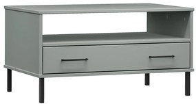 Tavolino gambe metallo grigio 85x50x45 cm legno massello oslo