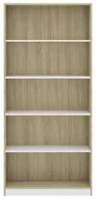 Libreria 5 Ripiani Bianco Rovere Sonoma 80x24x175cm Multistrato