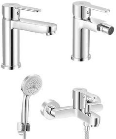 Set miscelatori lavabo bidet vasca con duplex Iole in ottone cromato