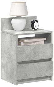 Comodino Con 2 Cassetti Grigio Cemento 40x33x60 Cm /