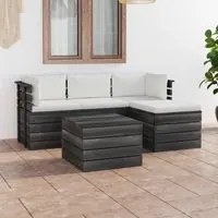 Set Divani da Giardino su Pallet 5 pz con Cuscini Massello Pino 3061805