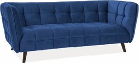 Divano Castello 3 in velluto blu navy - Blu86/wenge