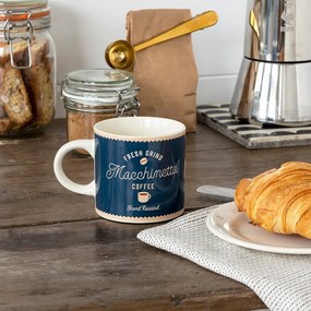 Tazza blu scuro/color crema in ceramica 350 ml Macchinetta – Rex London