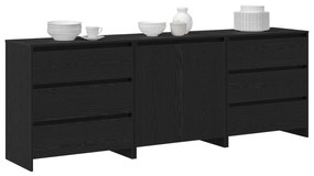 Set di 3 sideboard in legno ingegnerizzato nero