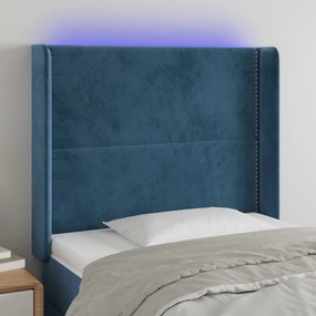 Testiera A Led Blu Scuro 103x16x118/128 Cm İn Velluto /