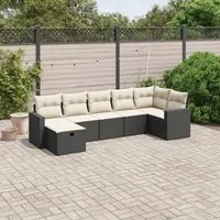 Set Divani da Giardino con Cuscini 7pz Nero Polyrattancod mxl 113694