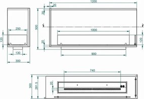 Camino a bioetanolo da incasso ad angolo biocamino angolare 120x50 URANO120 DX TOPLINE