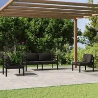 Set Divani da Giardino 4 pz con Cuscini in Alluminio Antracite 3107787