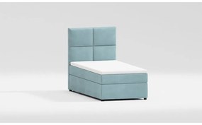 Letto singolo imbottito con contenitore azzurro con materasso e topper inclusi 80x200 cm Lena – Ropez