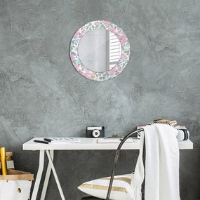 Specchio rotondo cornice con stampa Fiori delicati fi 50 cm