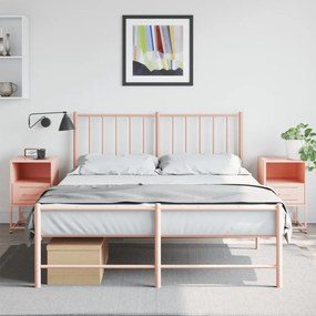 Comodini 2 Pz Rosa 36x39x60,5 Cm İn Acciaio /